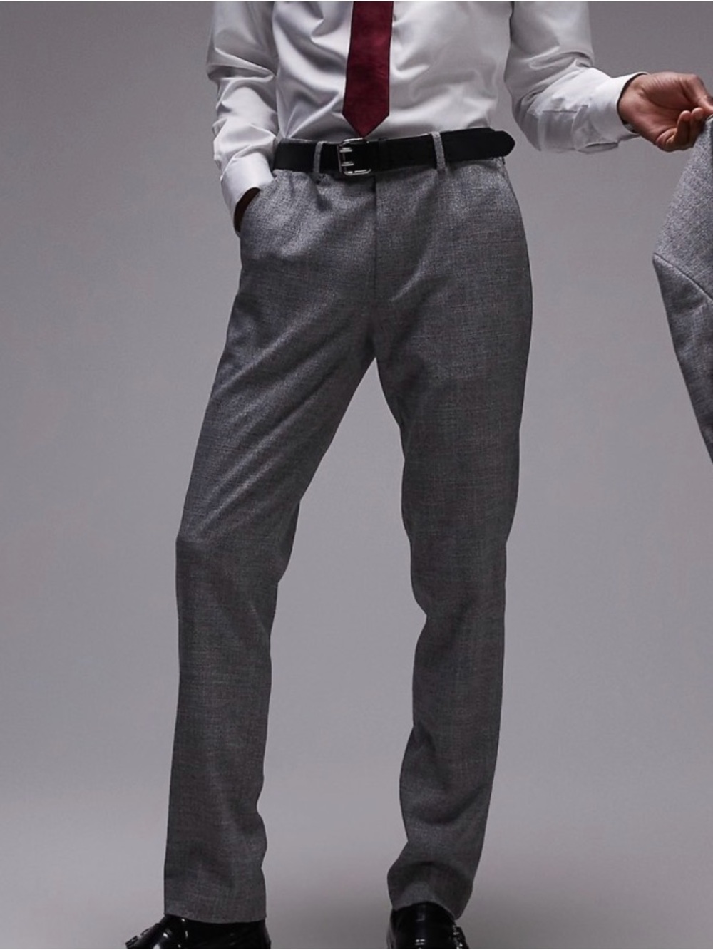 Topman Gray Plaid Men's Dress Pants